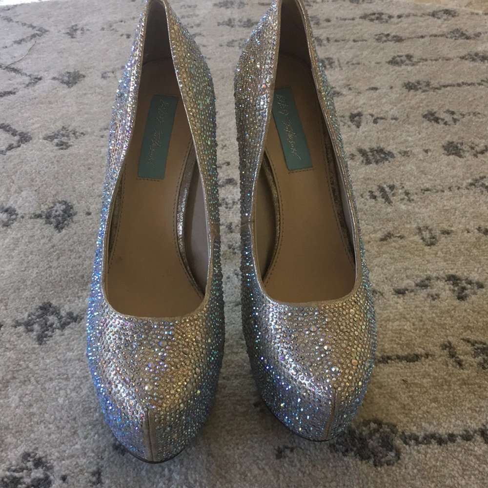 {Betsy Johnson} Blue SB-Wish Rhinestone Platforms